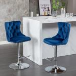 2PCS Swivel Velvet Bar Stools Counter Height Adjusatble Seat 360 ° Rotation Modern Soft Chairs for Home Kitchen Cafe Pub