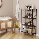 Skandiquip Bookshelf, 4 Tier Industrial Bookcase Storage Organizer, Display Shelves for Books/CDs, Bedroom Living Room Home Office, Rustic Brown