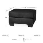 Signature Design by Ashley Darcy Casual Plush Square Accent Ottoman, Black