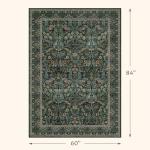 Vintage Floral Washable Rugs 5x7 for Living Room, Dark Green Soft Area Rugs for Bedroom, Dining Room, Classroom, Boho Home Office Décor, Farmhouse Forest Botanical Flower Carpet Thin Non Slip Low Pile