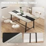 HOMCOM Industrial Dining Table for 8 People, 70.9" Long Rectangular Kitchen Table with Large Tabletop and Steel Legs for Dining Room, Distressed Gray