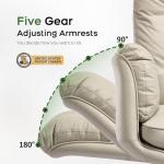 amseatec Criss Cross Chair with Armrests & Wheels for Cross-Legged Sitting, Comfortable Adjustable Swivel Office Desk Chair –PU Leather Vanity Chair for Home, Makeup and Bedroom (Cream)