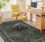 Vintage Floral Washable Rugs 5x7 for Living Room, Dark Green Soft Area Rugs for Bedroom, Dining Room, Classroom, Boho Home Office Décor, Farmhouse Forest Botanical Flower Carpet Thin Non Slip Low Pile