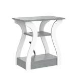 FROMJBEST End Tables Living Room, Grey End Table with Charging Station, Grey Side Table, Nightstand for Bedroom, 3 Tier End Table with Storage Shelf for Living Room