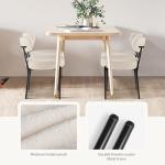 Sweetcrispy Dining Chairs Set of 2, Boucle Upholstered Modern Mid Century Round Kitchen Chairs with Curved Backrest & Metal Legs for Vanity, Living Room - Beige