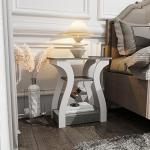 FROMJBEST End Tables Living Room, Grey End Table with Charging Station, Grey Side Table, Nightstand for Bedroom, 3 Tier End Table with Storage Shelf for Living Room