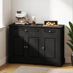 HOMCOM Sideboard Buffet Cabinet, Modern Buffet Cabinet with Storage and 2 Drawers, Coffee Bar Station with Adjustable Shelves for Kitchen, Entryway, Black
