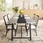 HOMCOM Industrial Dining Table for 8 People, 70.9" Long Rectangular Kitchen Table with Large Tabletop and Steel Legs for Dining Room, Distressed Gray