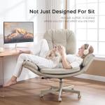 amseatec Criss Cross Chair with Armrests & Wheels for Cross-Legged Sitting, Comfortable Adjustable Swivel Office Desk Chair –PU Leather Vanity Chair for Home, Makeup and Bedroom (Cream)