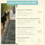 Vintage Floral Washable Rugs 5x7 for Living Room, Dark Green Soft Area Rugs for Bedroom, Dining Room, Classroom, Boho Home Office Décor, Farmhouse Forest Botanical Flower Carpet Thin Non Slip Low Pile