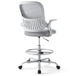 DUMOS Drafting Chair for Standing Desk, Counter Height Adjustable, Flip-up Arms, Ergonomic Mid Back Mesh Rolling Work Swivel Office Computer Chairs with Wheels, Grey
