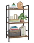 Kitsure 3-Tier Book Shelf - Wood & Metal Bookshelf with Handle & Adjustable Feet, Lightweight Bookcase for Living Room, Bedroom, Kitchen, Office or Dorm (16.5"×11.0"×28.1")