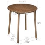 HOOBRO Bamboo Dining Table, Round Dining Table for 2, 27.5" Kitchen Table for Small Space, Writing Table, Easy to Assemble, for Dining Room, Living Room, Office, Kitchen, Apartment, Brown BR71CZ01G1