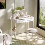 Pamray 32 Inch Small Computer Desk with 2 Drawers for Bedroom Study Writing Home Office Table for Small Spaces White