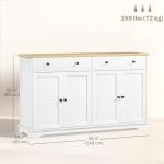HOMCOM Sideboard Buffet Cabinet with Storage, 55" Modern Kitchen Cabinet with 4 Doors, 2 Drawers and 2 Adjustable Shelves, Coffee Bar Cabinet, White