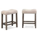 Roundhill Furniture Sora Button Tufted Counter Height Saddle Stools, Set of 2, Taupe