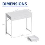 Pamray 32 Inch Small Computer Desk with 2 Drawers for Bedroom Study Writing Home Office Table for Small Spaces White