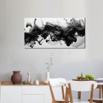 Abstract Black Wall Art for Living Room, Neutral Black and White Canvas Decorative-Picture for Home Bedroom Office, Contemporary Minimalist Printed Painting Artwork Wall-Decor, Size 40x20 Inches