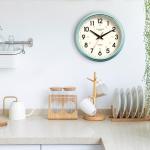 HYJOOY Wall Clock Metal 12.4" Vintage Retro Wall Clocks Countryside Style Silent Non Ticking Easy to Read for Living Room, Kitchen, Bedroom, Office, Bar(12.4" Teal)