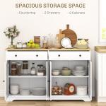 HOMCOM Sideboard Buffet Cabinet with Storage, 55" Modern Kitchen Cabinet with 4 Doors, 2 Drawers and 2 Adjustable Shelves, Coffee Bar Cabinet, White