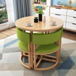 Round Mobile Dining Tables Set Kitchen 4 Chairs Center Wood Table Extendable Luxury Floor Mesa Comedor Home Furniture Wood Table