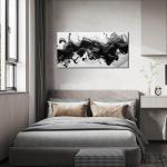 Abstract Black Wall Art for Living Room, Neutral Black and White Canvas Decorative-Picture for Home Bedroom Office, Contemporary Minimalist Printed Painting Artwork Wall-Decor, Size 40x20 Inches