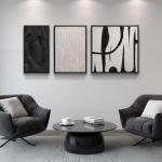 Framed Black and White Abstract Wall Art Set, 3 Piece Canvas Prints Paintings Artwork for Walls, Modern Minimalist Abstract Geometric Pictures for Living Room, Bedroom, Dining Room, Office Wall Decor