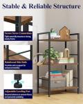 Kitsure 3-Tier Book Shelf - Wood & Metal Bookshelf with Handle & Adjustable Feet, Lightweight Bookcase for Living Room, Bedroom, Kitchen, Office or Dorm (16.5"×11.0"×28.1")