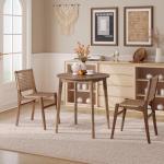 HOOBRO Bamboo Dining Table, Round Dining Table for 2, 27.5" Kitchen Table for Small Space, Writing Table, Easy to Assemble, for Dining Room, Living Room, Office, Kitchen, Apartment, Brown BR71CZ01G1