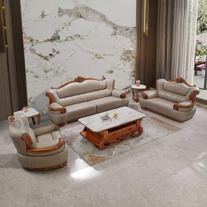 New Chinese ebony sofa high-end villa large flat living room European luxury solid wood leather
