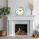 HYJOOY Wall Clock Metal 12.4" Vintage Retro Wall Clocks Countryside Style Silent Non Ticking Easy to Read for Living Room, Kitchen, Bedroom, Office, Bar(12.4" Teal)