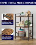 Kitsure 3-Tier Book Shelf - Wood & Metal Bookshelf with Handle & Adjustable Feet, Lightweight Bookcase for Living Room, Bedroom, Kitchen, Office or Dorm (16.5"×11.0"×28.1")