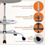 DUMOS Drafting Chair for Standing Desk, Counter Height Adjustable, Flip-up Arms, Ergonomic Mid Back Mesh Rolling Work Swivel Office Computer Chairs with Wheels, Grey
