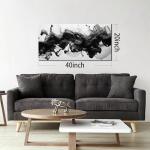 Abstract Black Wall Art for Living Room, Neutral Black and White Canvas Decorative-Picture for Home Bedroom Office, Contemporary Minimalist Printed Painting Artwork Wall-Decor, Size 40x20 Inches