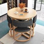 Round Mobile Dining Tables Set Kitchen 4 Chairs Center Wood Table Extendable Luxury Floor Mesa Comedor Home Furniture Wood Table