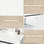 Jocoevol White 6 Drawer Dresser for Bedroom, Modern Fluted Dresser with Deep Drawers, Large Double Wooden Chest of Drawers for Living Room, Hallway, Entryway (White)