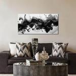 Abstract Black Wall Art for Living Room, Neutral Black and White Canvas Decorative-Picture for Home Bedroom Office, Contemporary Minimalist Printed Painting Artwork Wall-Decor, Size 40x20 Inches