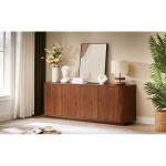 Modern Sideboard with Wave Pattern, Storage Cabinet Wooden Vertical Striped, for Kitchen/Bedroom/Entryway, 64''W X 15''D X 24''H