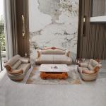 New Chinese ebony sofa high-end villa large flat living room European luxury solid wood leather