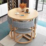 Round Mobile Dining Tables Set Kitchen 4 Chairs Center Wood Table Extendable Luxury Floor Mesa Comedor Home Furniture Wood Table