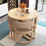 Round Mobile Dining Tables Set Kitchen 4 Chairs Center Wood Table Extendable Luxury Floor Mesa Comedor Home Furniture Wood Table