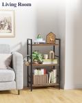 Kitsure 3-Tier Book Shelf - Wood & Metal Bookshelf with Handle & Adjustable Feet, Lightweight Bookcase for Living Room, Bedroom, Kitchen, Office or Dorm (16.5"×11.0"×28.1")