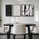 Framed Black and White Abstract Wall Art Set, 3 Piece Canvas Prints Paintings Artwork for Walls, Modern Minimalist Abstract Geometric Pictures for Living Room, Bedroom, Dining Room, Office Wall Decor