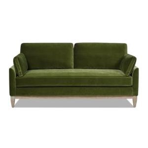 Jennifer Taylor Home Pasadena 75.5" Modern Living Room Farmhouse Performance Velvet Compact Sofa Couch for Small Spaces and Apartments in Olive Green