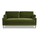 Jennifer Taylor Home Pasadena 75.5" Modern Living Room Farmhouse Performance Velvet Compact Sofa Couch for Small Spaces and Apartments in Olive Green
