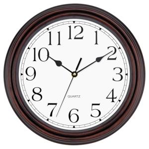 Foxtop 12 Inch Wall Clocks Battery Operated Silent Non-Ticking Classic Vintage Retro Wall Clock Decorative for Office Living Room Kitchen Home (Bronze)