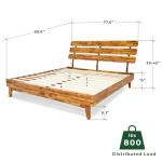 Bme Caden 15 Inch Deluxe Bed Frame with Adjustable Headboard - Mid Century, Retro Style with Acacia Wood - No Box Spring Needed - 12 Strong Wood Slat Support - Easy Assembly - Caramel, King