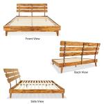 Bme Caden 15 Inch Deluxe Bed Frame with Adjustable Headboard - Mid Century, Retro Style with Acacia Wood - No Box Spring Needed - 12 Strong Wood Slat Support - Easy Assembly - Caramel, King