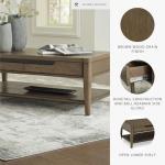 Signature Design by Ashley Roanhowe Contemporary 2-Drawer Coffee Table with Open Lower Shelf and Tapered Legs, Dark Brown