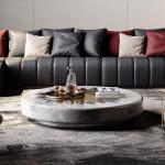 Light luxury coffee table natural marble living room round tea table